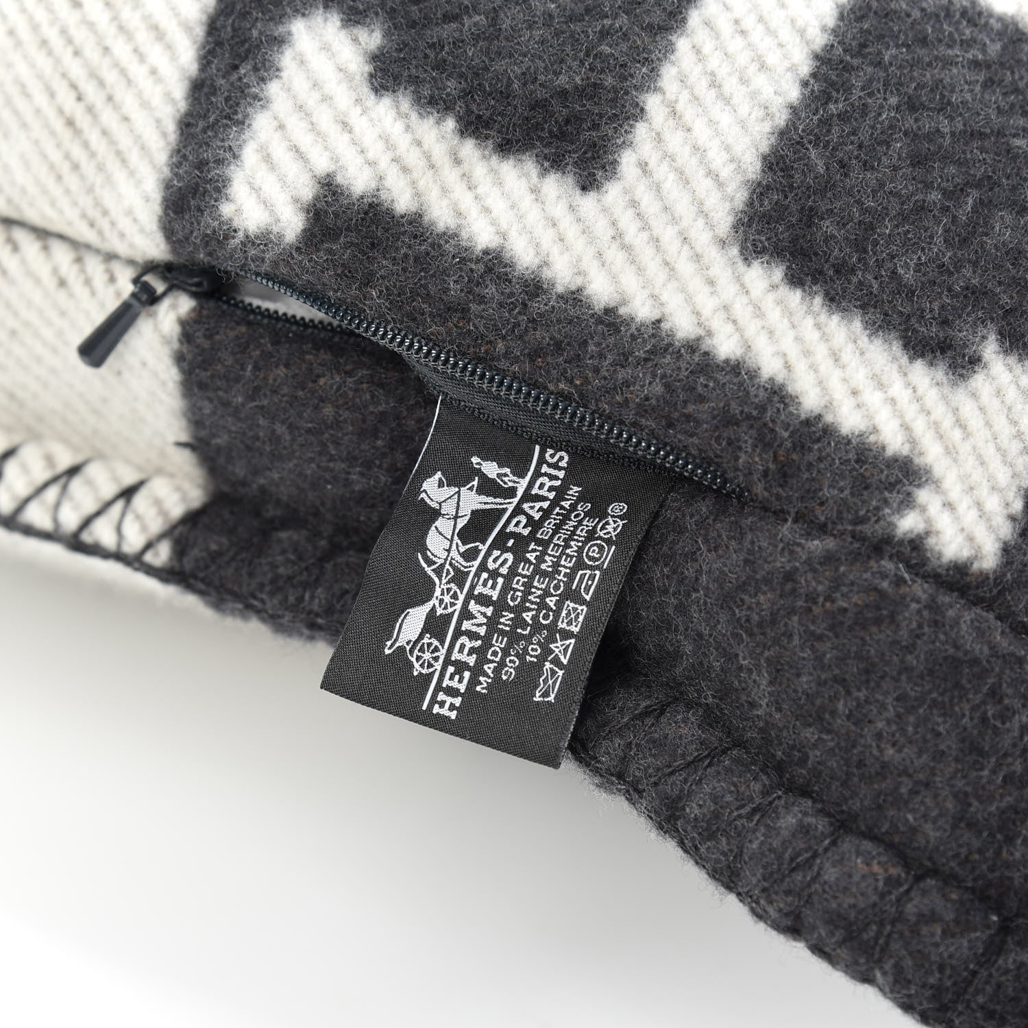 Hermes Wool Cashmere Avalon Pillow PM Ecru Gris Fonce 3 of 3