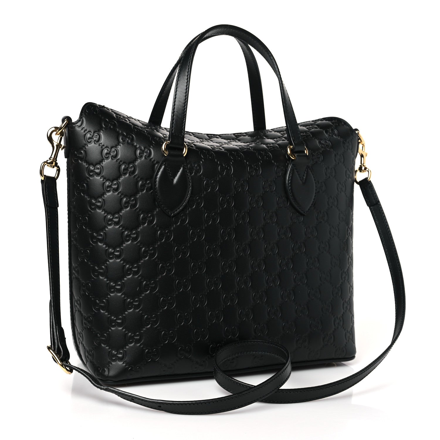 Gucci Guccissima Linea A Foldover Tote Black 3 of 9