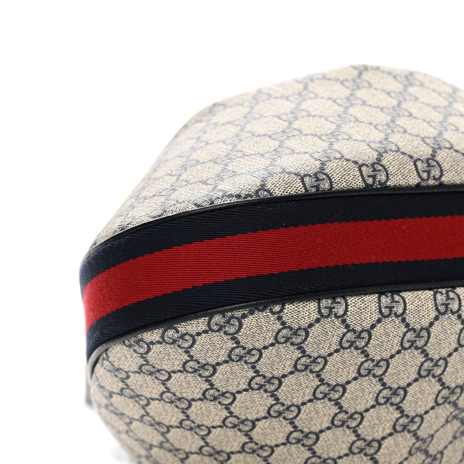 Gucci GG Supreme Monogram Textured Calfskin Web Large Attache Shoulder Bag Beige Blue 9 of 14