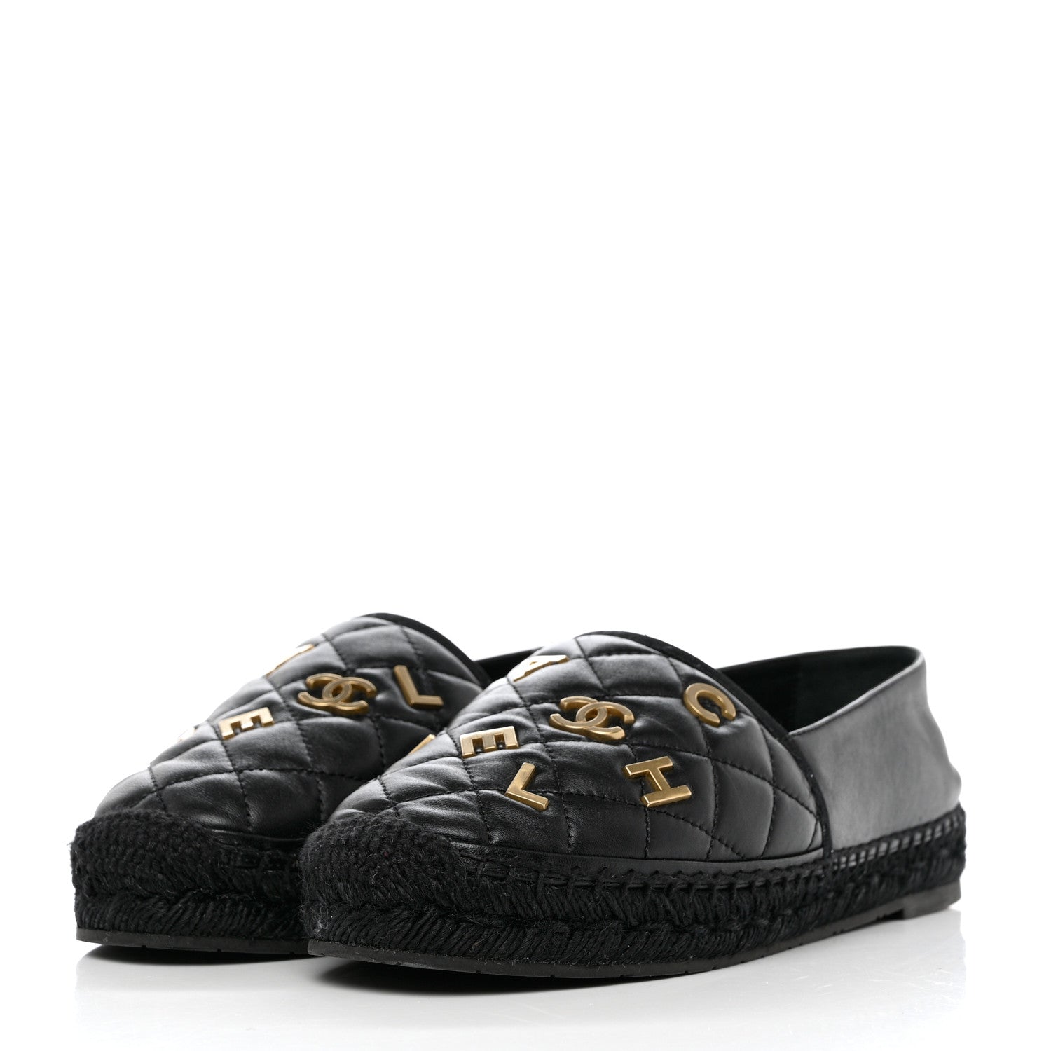 Chanel Lambskin Quilted CC Logo Espadrilles 41 Black 3 of 10