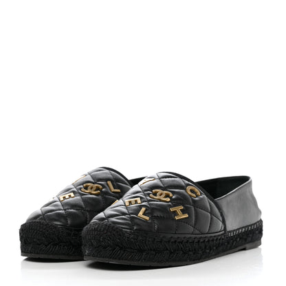 Chanel Lambskin Quilted CC Logo Espadrilles 41 Black 3 of 10