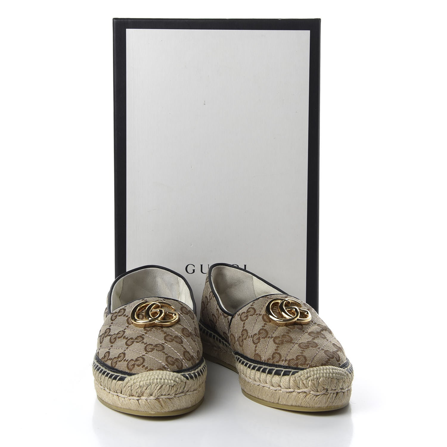 Gucci Monogram Matelasse Diagonal GG Marmont Espadrilles 36.5 Beige Ebony Black 10 of 10