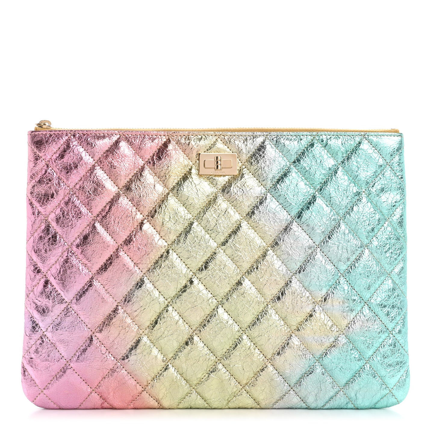 Metallic Goatskin Quilted Medium 2.55 Reissue Cosmetic Case Multicolor