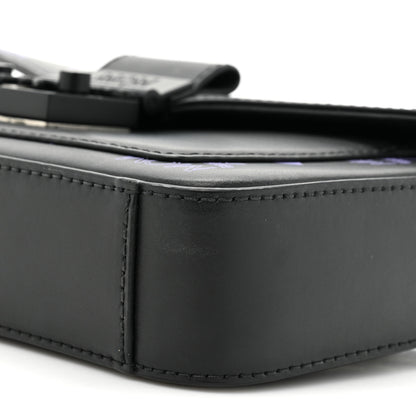 MCM Calfskin Color Splash Logo Crossbody Small Black Purple 7 of 11