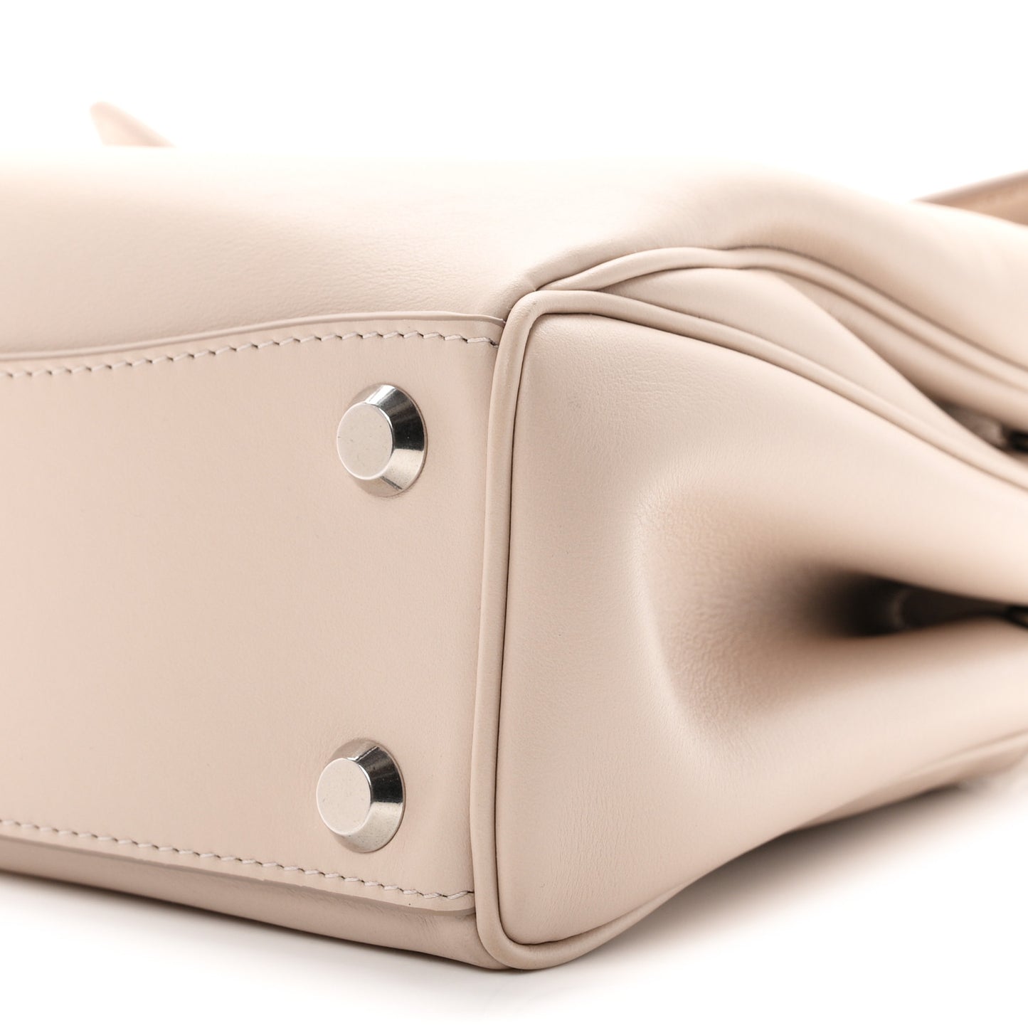 Natural Smooth Calfskin Small Rodeo Top Handle Handbag Almond