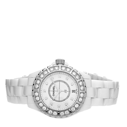 Chanel Stainless Steel Ceramic Diamond Bezel 38mm J12 Quartz Watch White 2 of 4