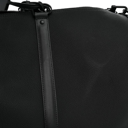 Louis Vuitton Grained Calfskin Aerogram Keepall Bandouliere 50 Black 9 of 9
