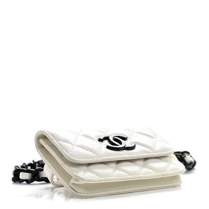 Chanel Caviar Quilted My Everything Belt Flap Card Holder White 5 of 9