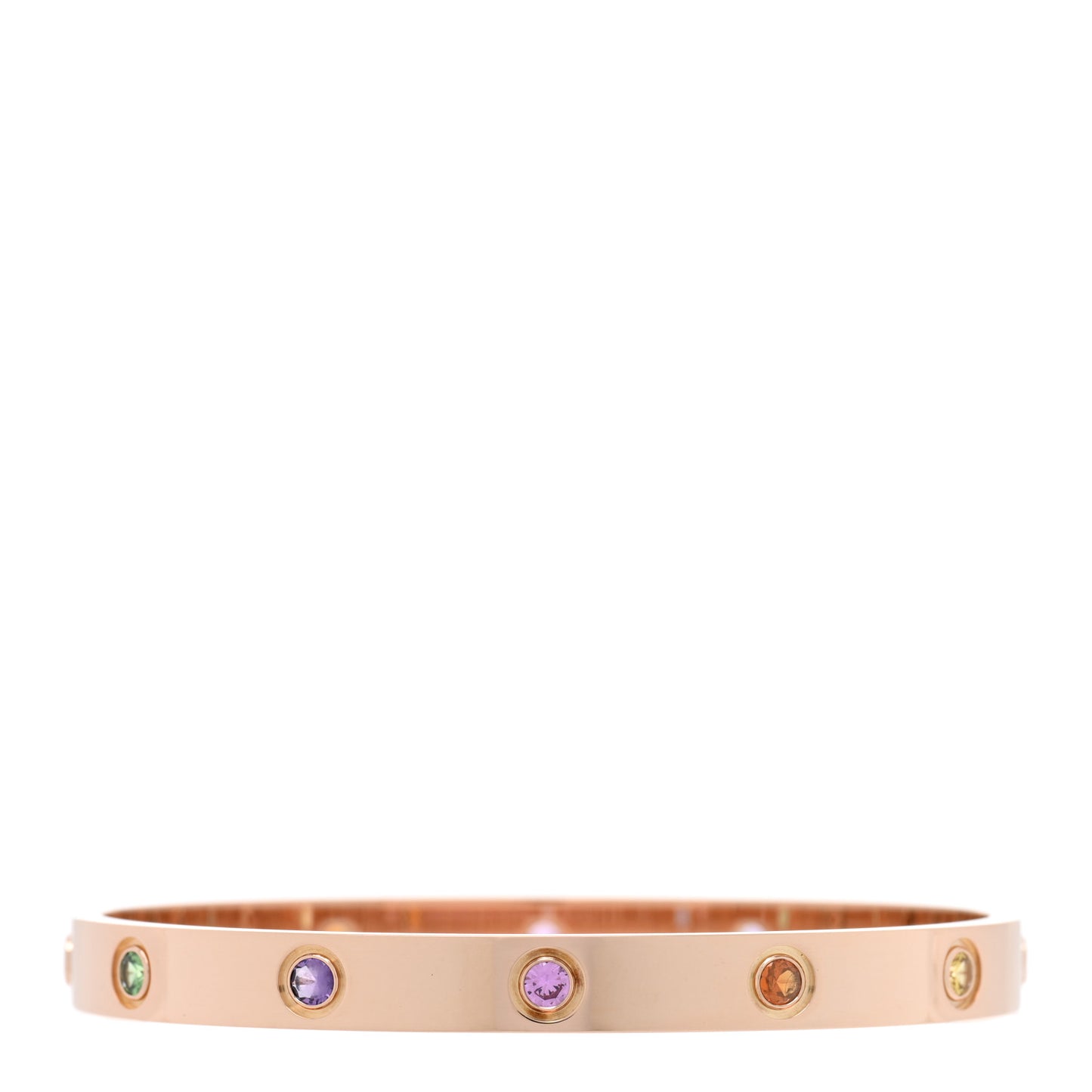 18K Pink Gold Sapphire Garnet Amethyst LOVE Bracelet 17