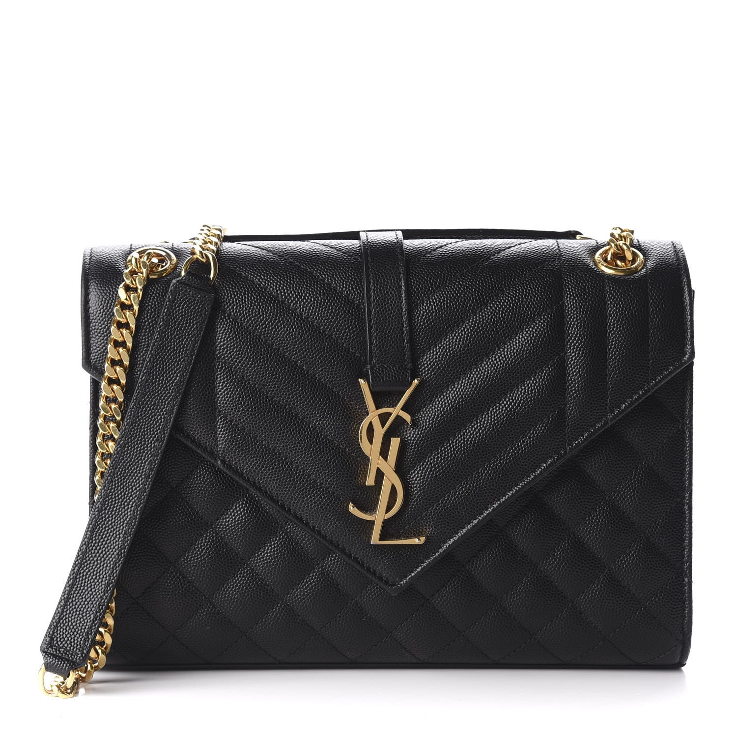 Saint Laurent Grain De Poudre Textured Mixed Matelasse Triquilt Medium Monogram Satchel Black 1 of 10