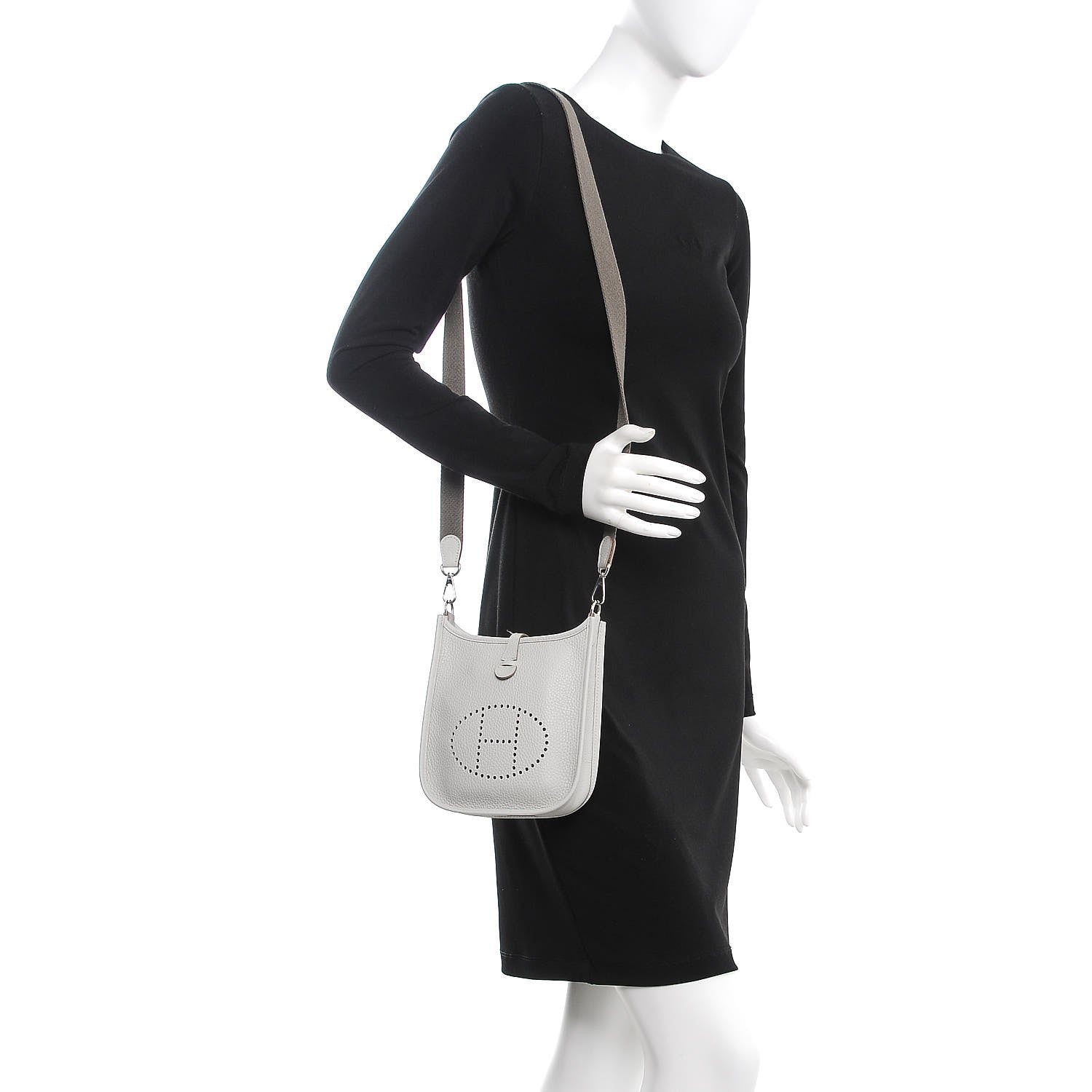 Hermes Taurillon Clemence Amazone Evelyne TPM Gris Perle Etoupe 2 of 8