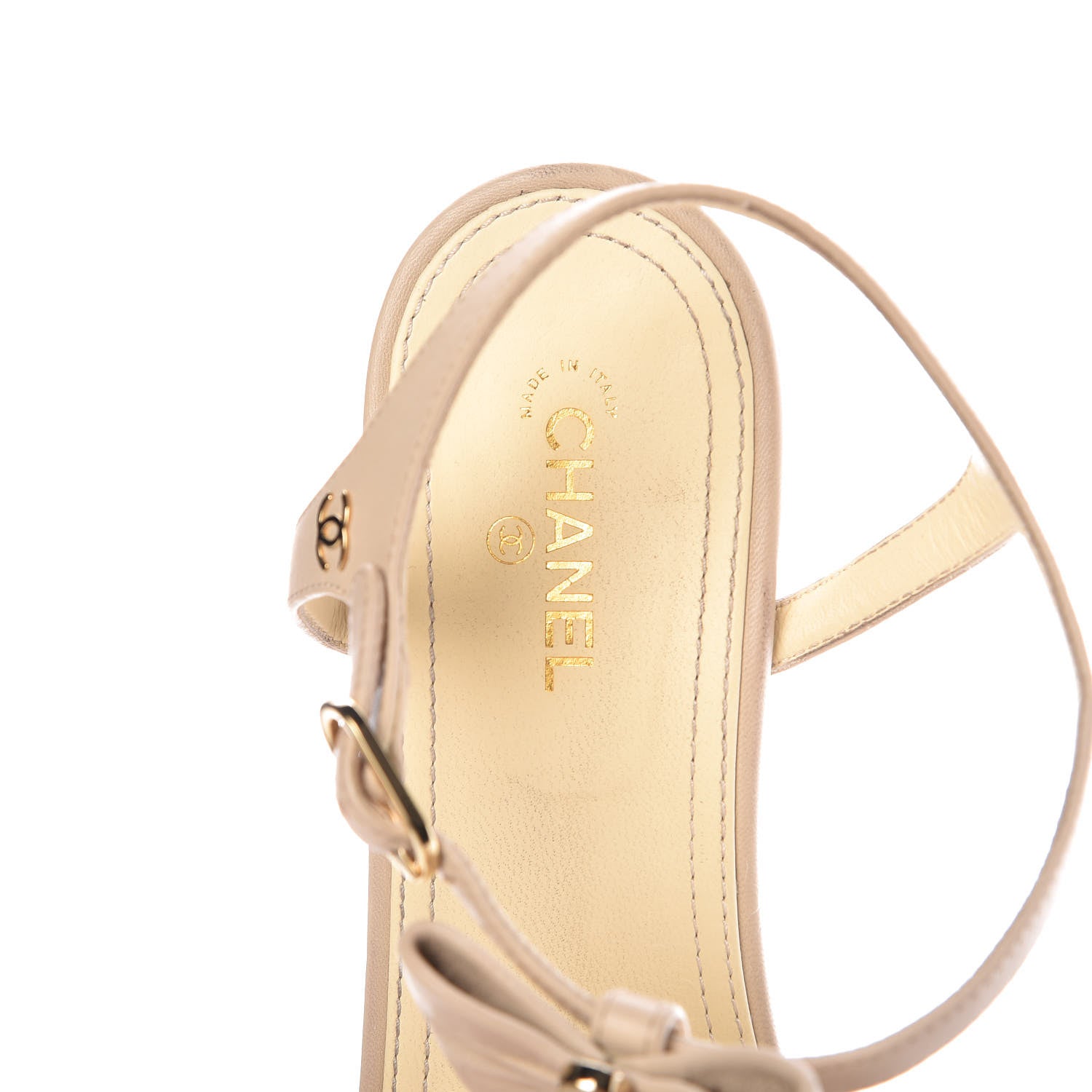 Chanel Lambskin Bow Pearl CC Thong Sandals 41 Beige 9 of 13