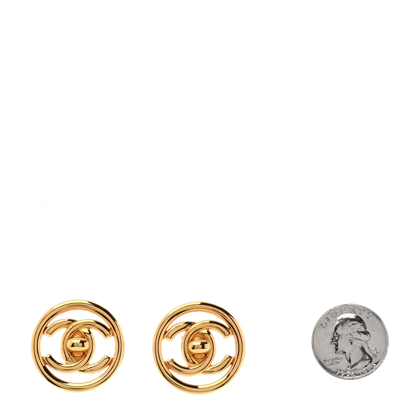 CC Turnlock Large Clip On Earrings Gold