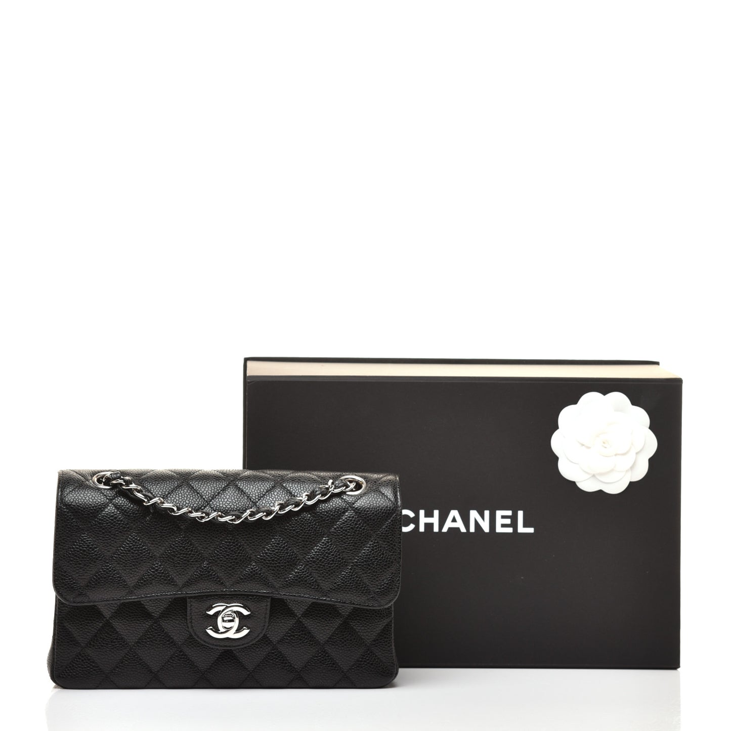 Caviar Quilted Small Double Flap Black