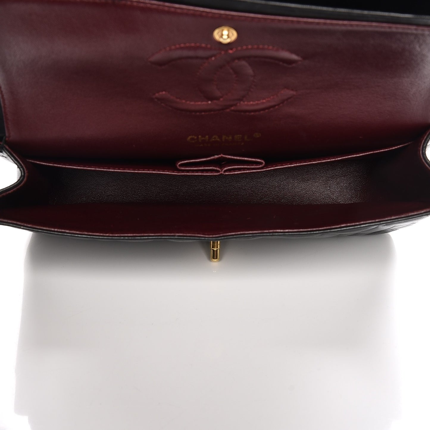 Lambskin Quilted Medium Double Flap Black