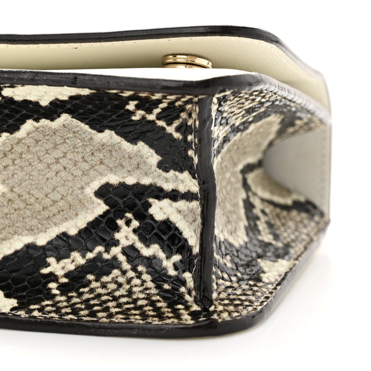 Calfskin Snakeskin Embossed Varenne Top Handle Bag White