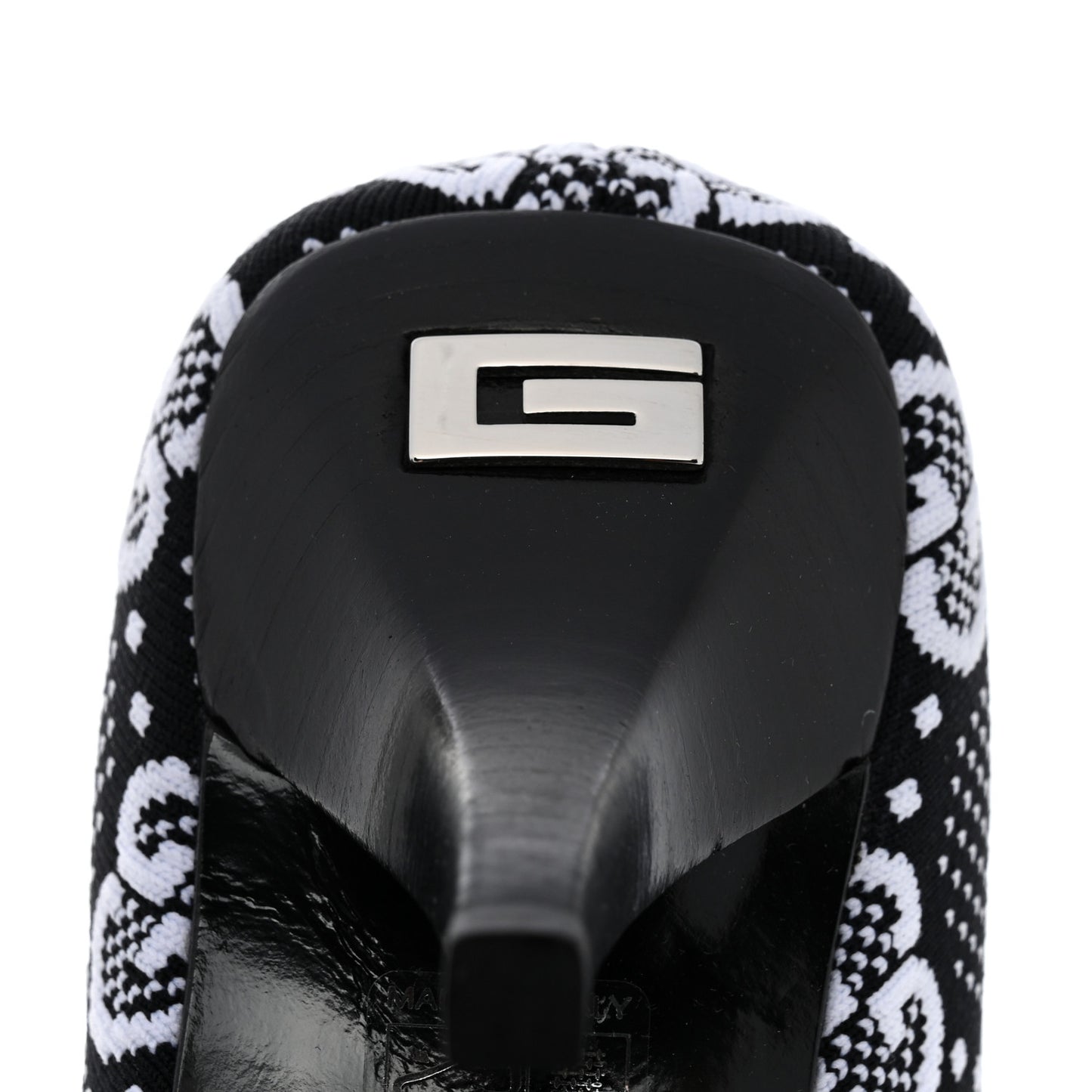 Technical Jersey Knit GG Monogram Square G 75mm Ankle Boots 38 Black Great White