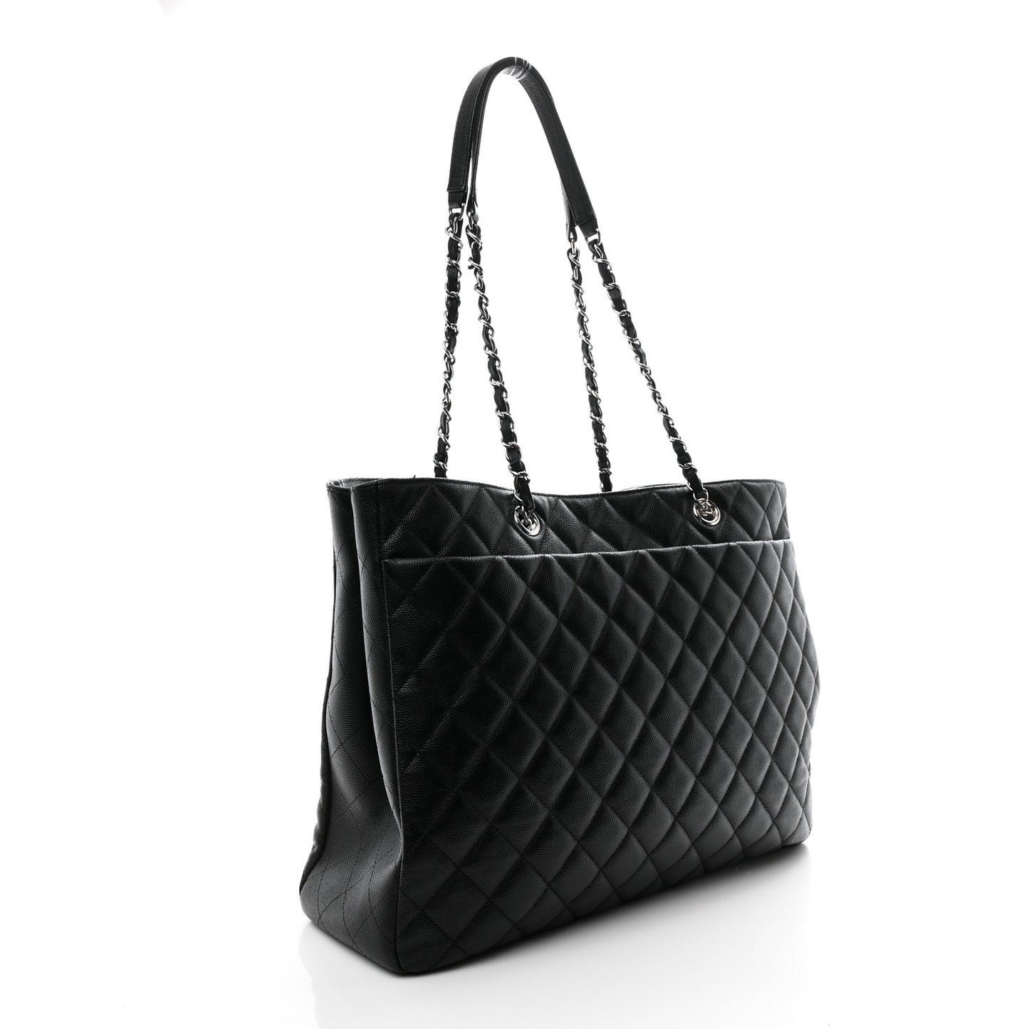 Caviar Quilted Large Shopping Tote Black
