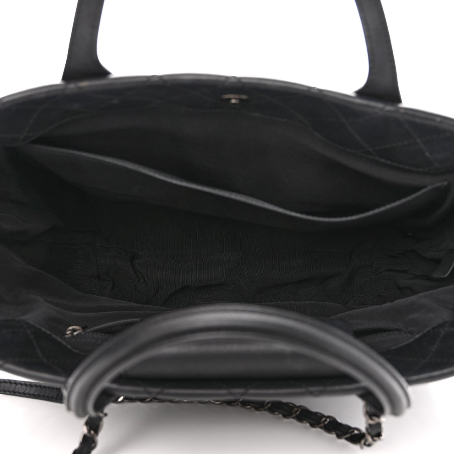 Calfskin Quilted Small Easy Shopping Tote Black