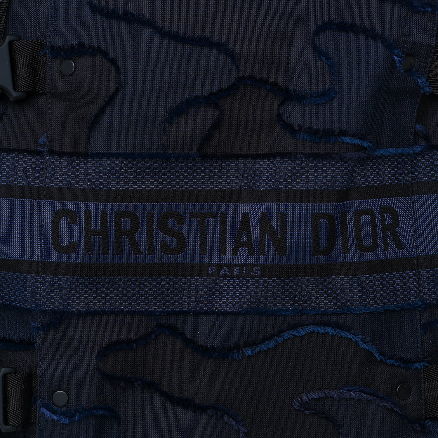 Christian Dior Canvas Embroidered Camouflage Diorcamp Luggage Carry On Navy 8 of 17