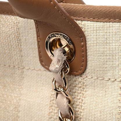 Chanel Mixed Fibers Striped Medium Deauville Tote Beige 16 of 16