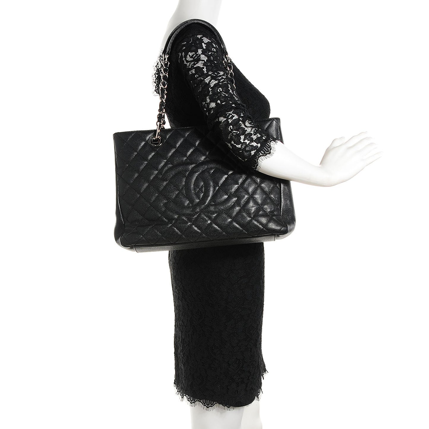 Caviar Quilted Grand Shopping Tote GST Black
