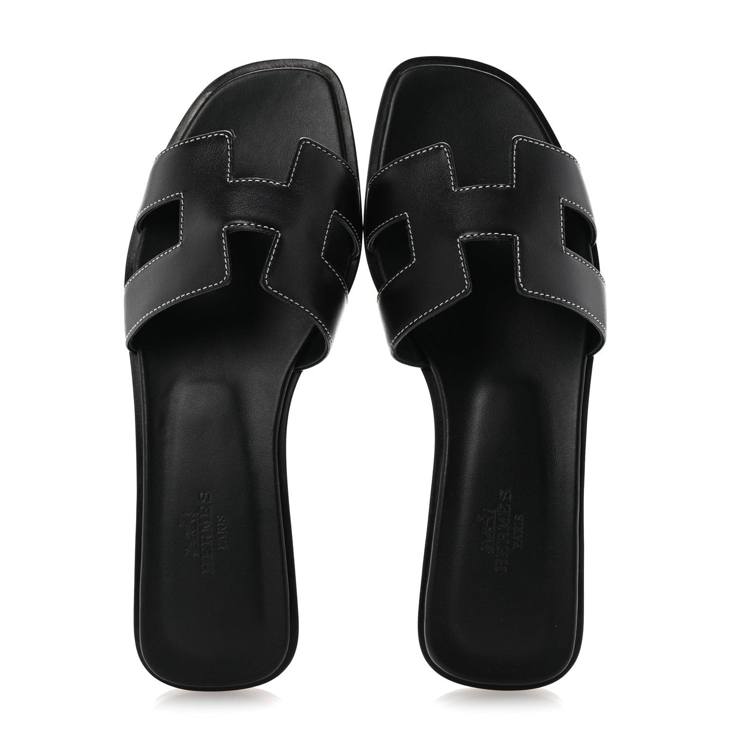 Box Calfskin Oran Sandals 37.5 Black
