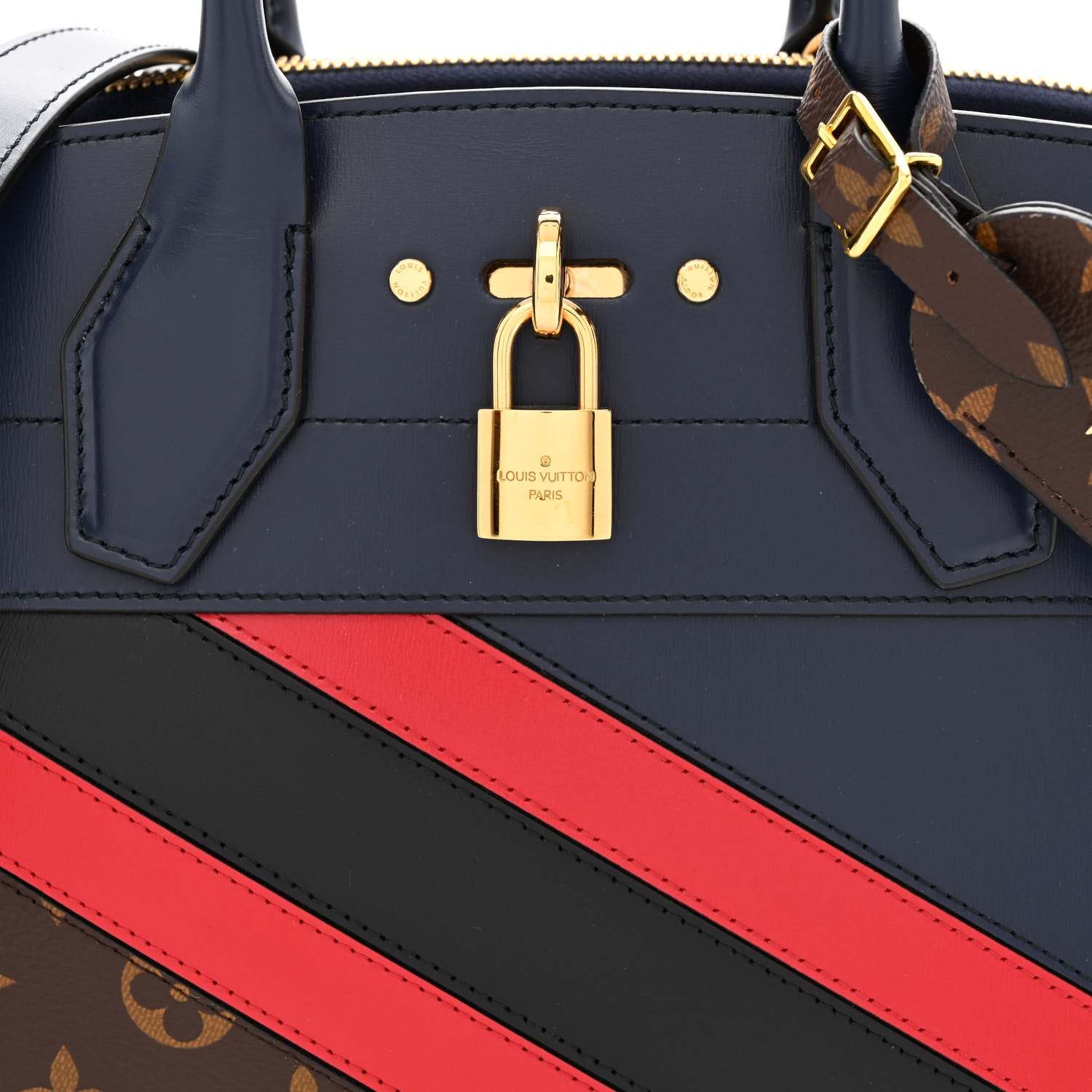 Louis Vuitton Calfskin Monogram Striped City Steamer PM Blue 7 of 9
