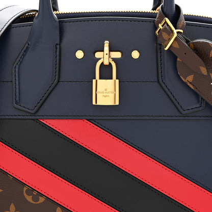 Louis Vuitton Calfskin Monogram Striped City Steamer PM Blue 7 of 9