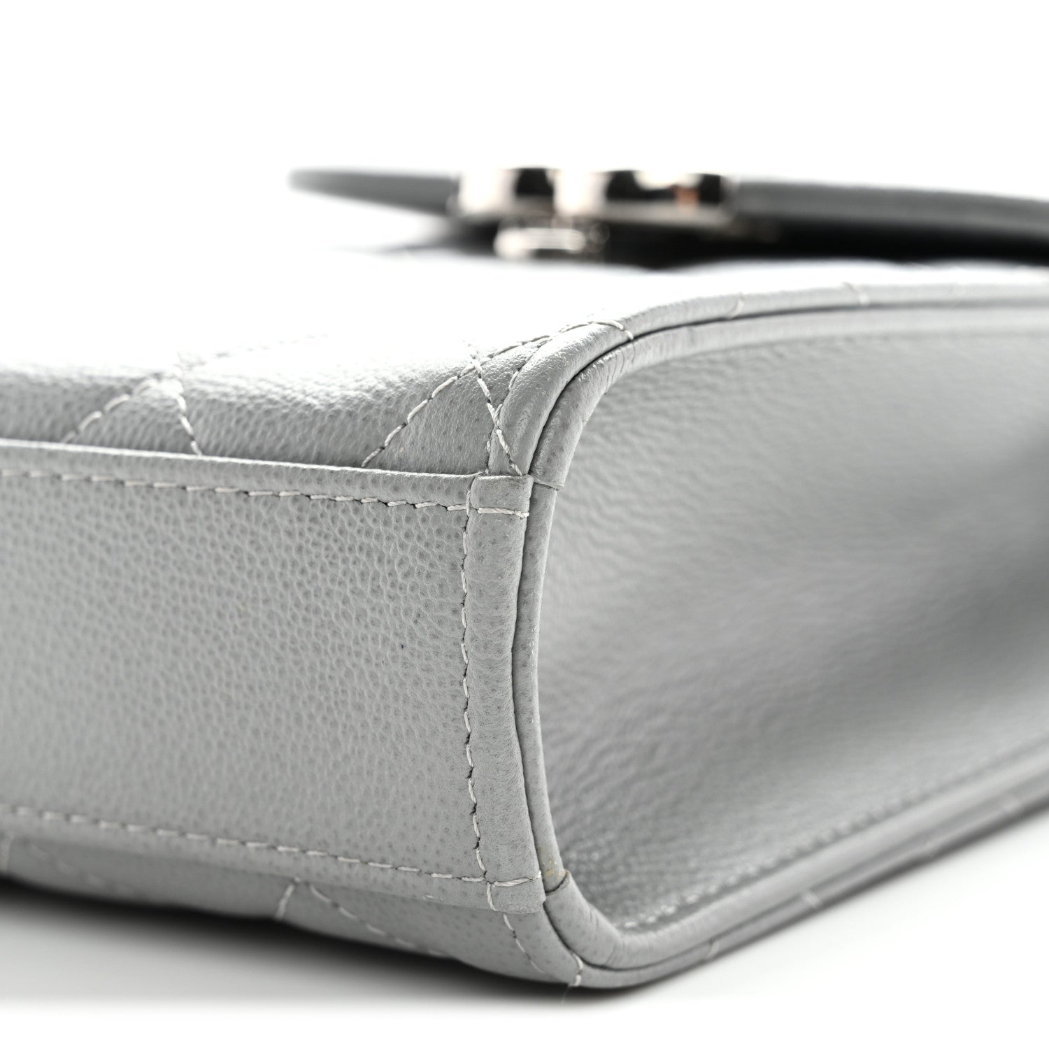 Chanel Grained Calfskin Quilted CC Box Clutch With Chain Grey 11 of 11