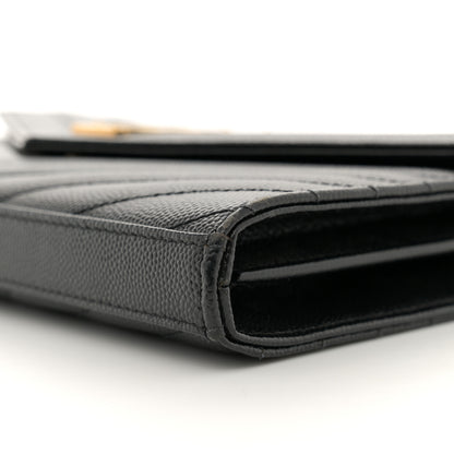 Saint Laurent Grain De Poudre Matelasse Chevron Monogram Chain Wallet Black 10 of 15