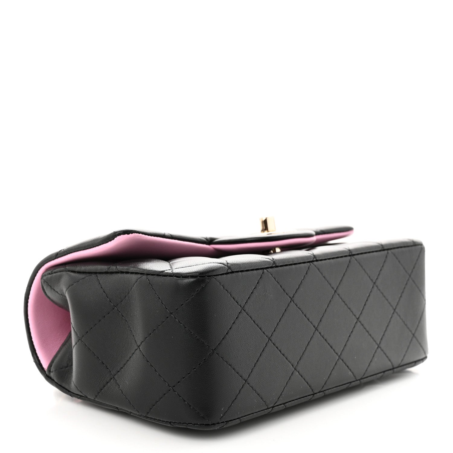 Chanel Lambskin Quilted Bi-Color Mini Top Handle Rectangular Flap Black Lilac 4 of 12