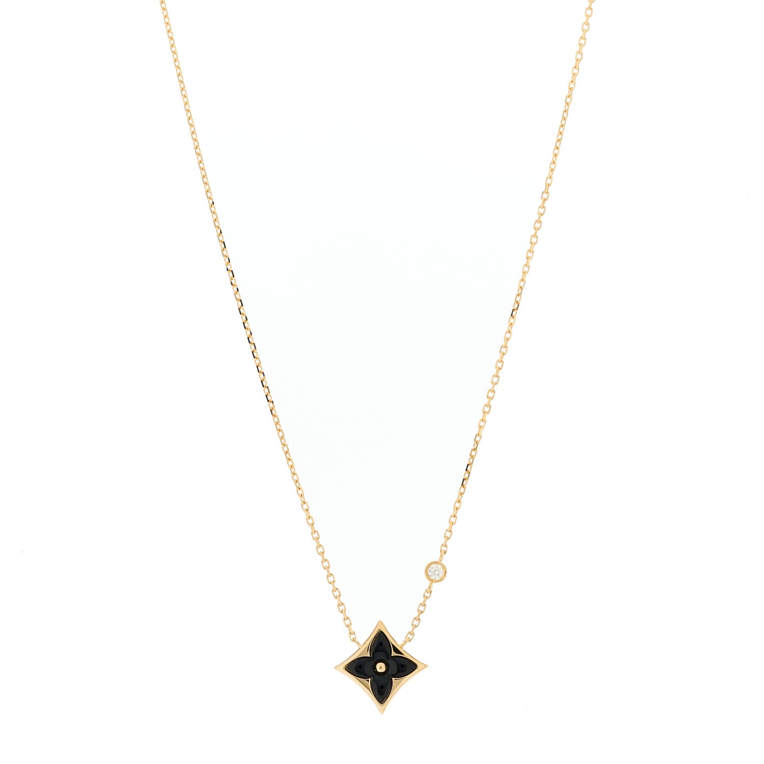 Louis Vuitton 18K Yellow Gold Diamond Black Onyx Color Blossom BB Star Pendant Necklace 1 of 6