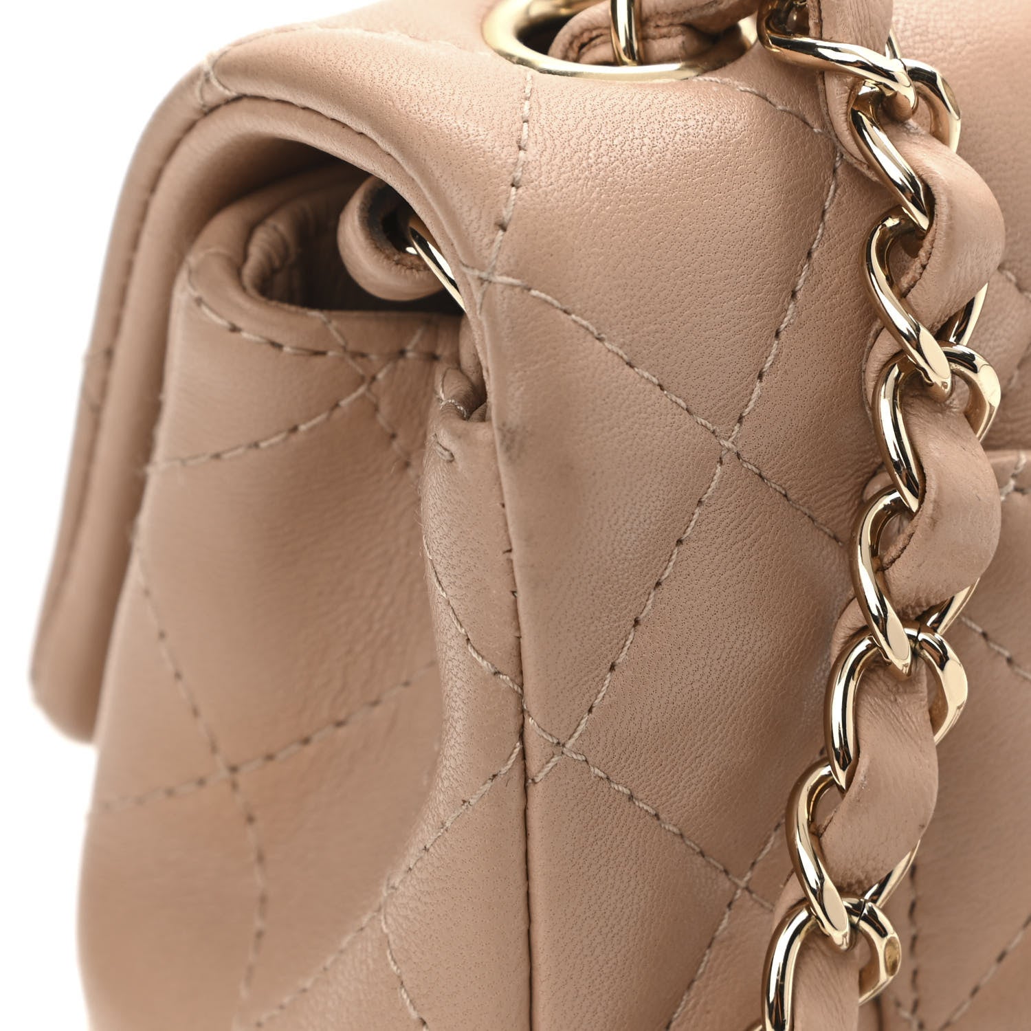 Chanel Lambskin Quilted Mini Rectangular Flap Beige 15 of 17