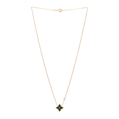Louis Vuitton 18K Pink Gold Diamond Malachite Color Blossom BB Star Pendant Necklace 3 of 5