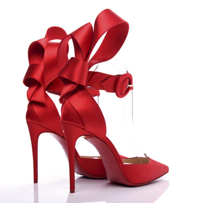 Christian Louboutin Crepe Satin Raissa 100 Ankle Strap Pumps 37.5 Loubi 4 of 9