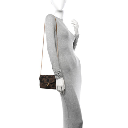 Fendi Vitello Soft F is Fendi Bi-Color FF 1974 Embossed Envelope Wallet On Chain with Pouches Maya Black 2 of 16