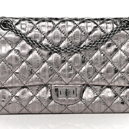 Chanel Metallic Striped Calfskin 2.55 Reissue 226 Flap Dark Silver 8 of 13