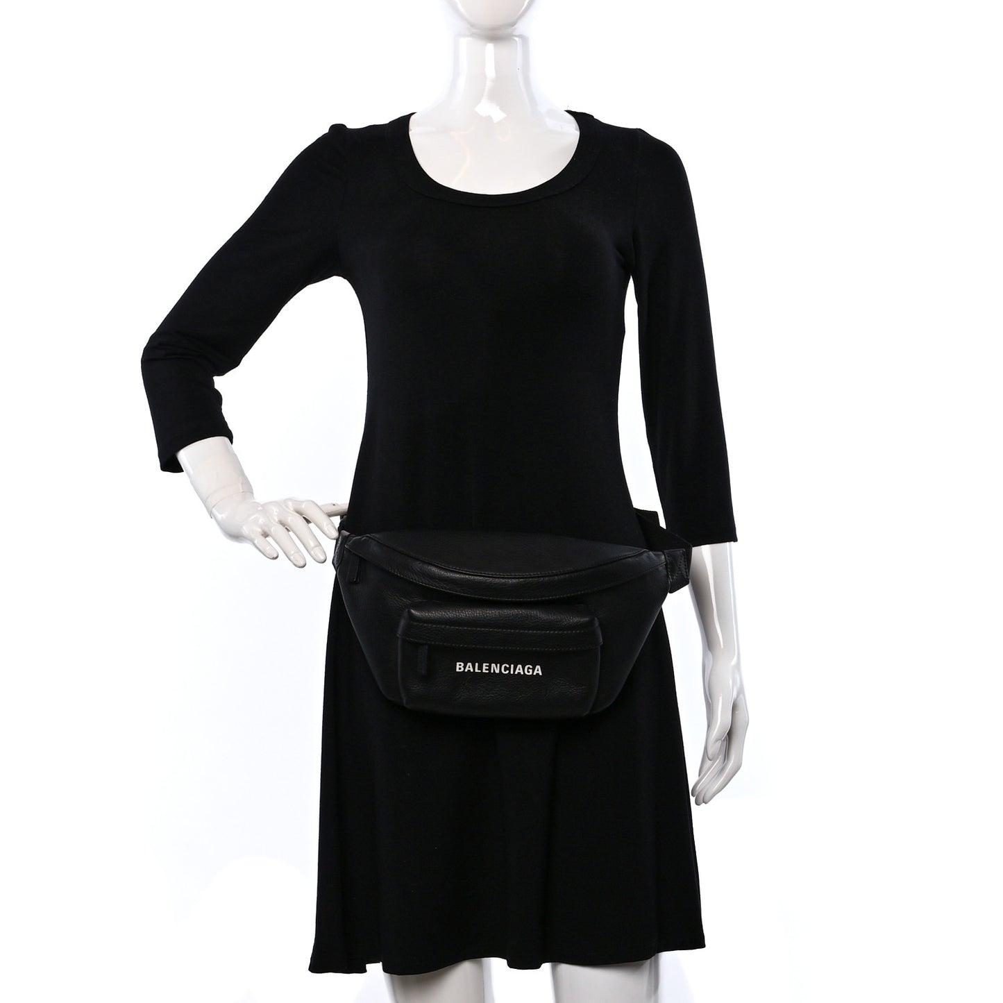 Smooth Calfskin Logo Large Everyday Beltpack Black White