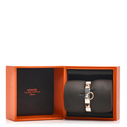 Hermes Sterling Silver 18K Rose Gold PM Collier De Chien Bracelet SH 5 of 5