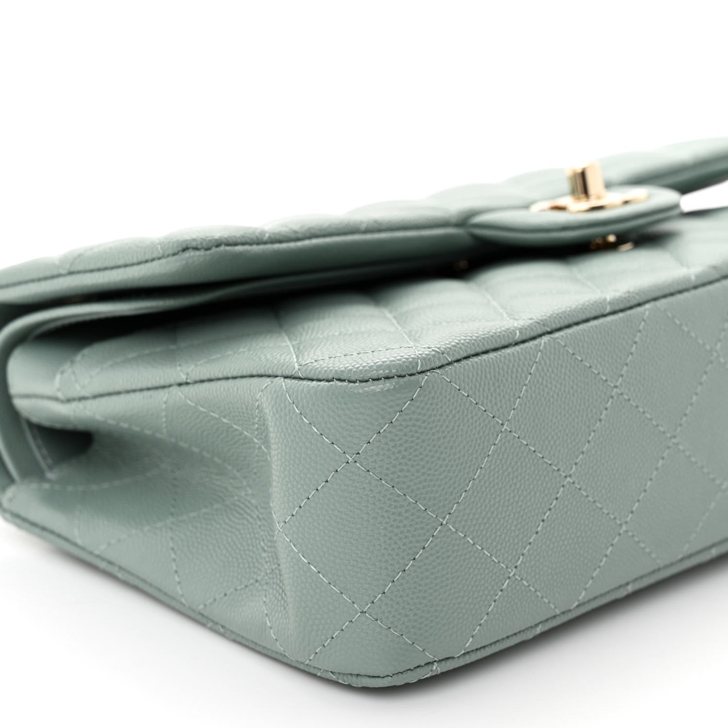 Caviar Quilted Medium Double Flap Dark Green
