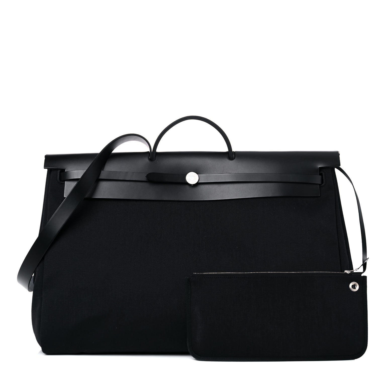 Hermes Military Toile Vache Hunter Herbag Zip Retourne Cabine Bag Black 1 of 8