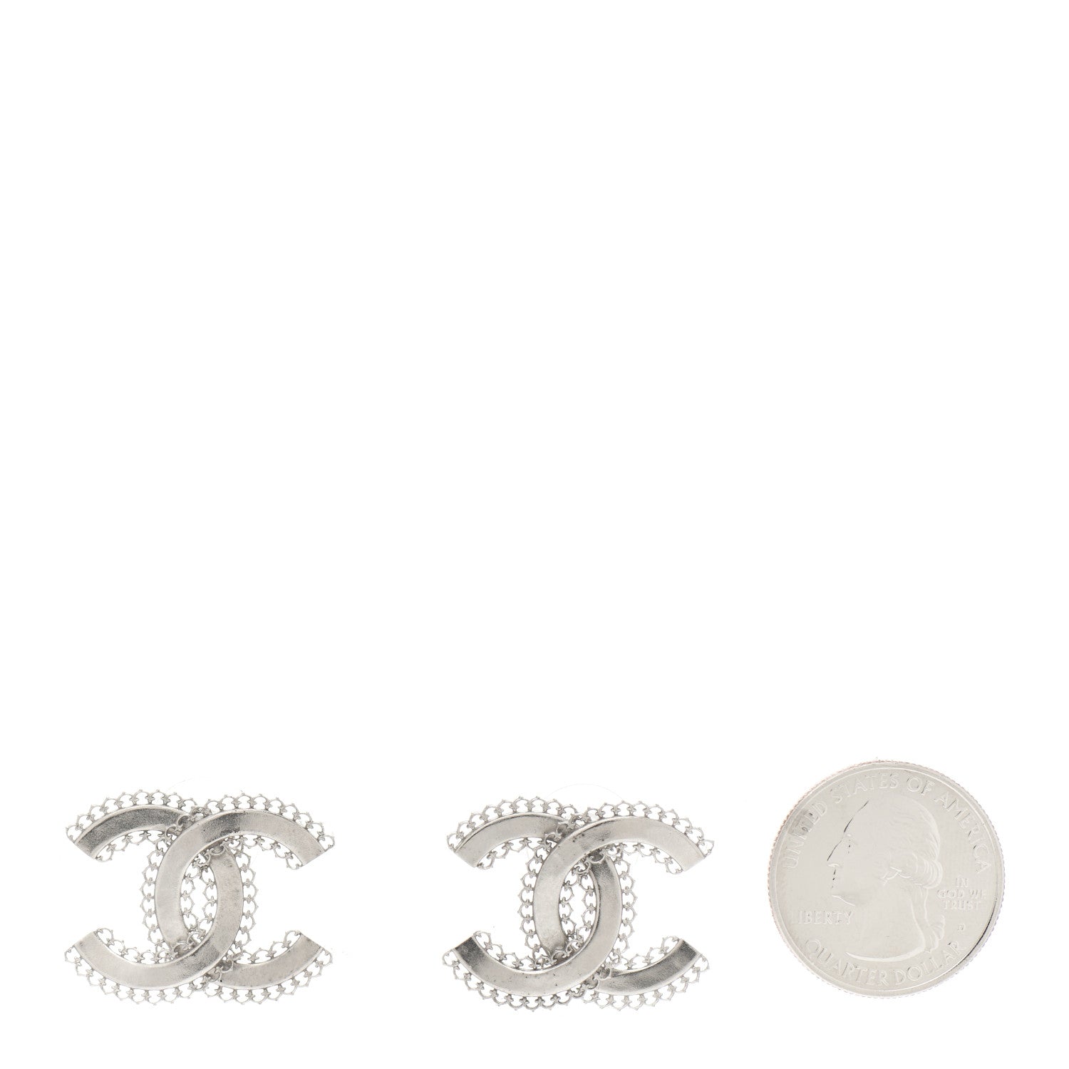 Chanel CC Chain Earrings Silver 2 of 4