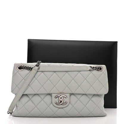 Chanel Shiny Lambskin Quilted Large Burgundy Rocks Flap Light Grey 15 of 15