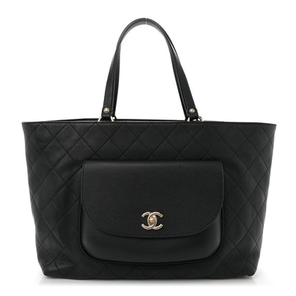 Chanel Sheepskin Caviar Quilted Large Shopping Tote Black 1 of 10