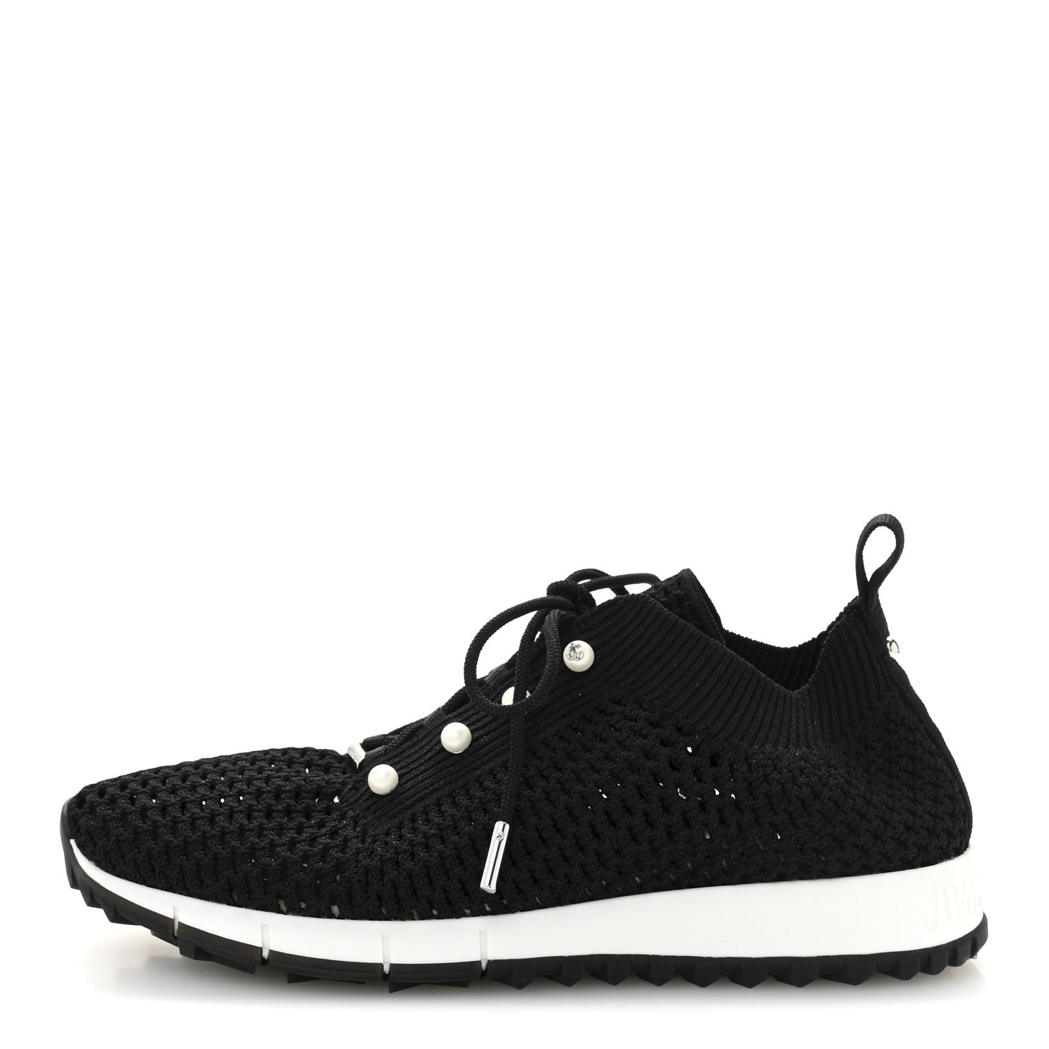 Jimmy Choo Veles Knit Pearly Lace Up Sneaker 36.5 Black 1 of 9