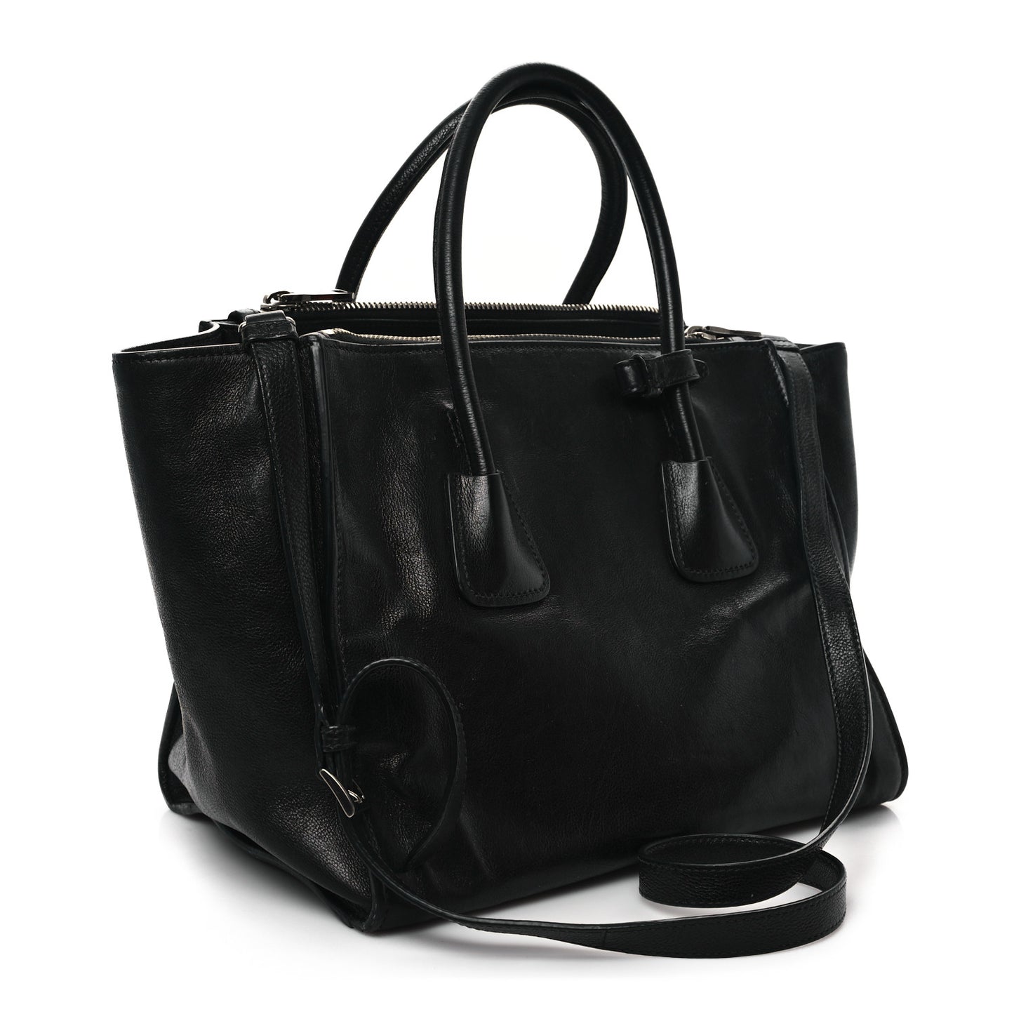 Glace Calf Twin Pocket Tote Black