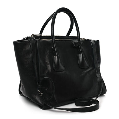Prada Glace Calf Twin Pocket Tote Black 3 of 12