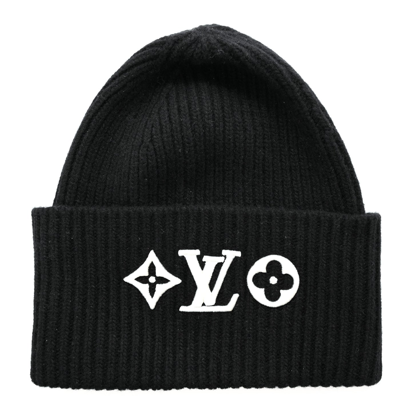 Wool Monogram LV Headline Beanie Hat Black