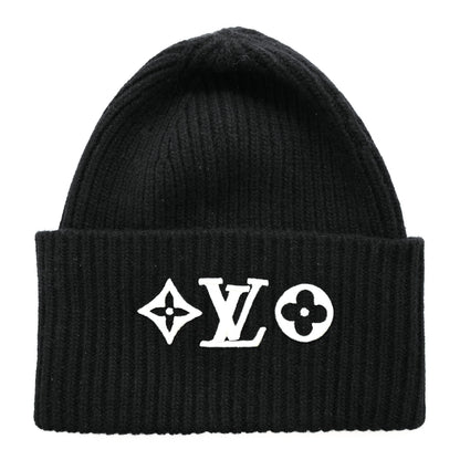 Louis Vuitton Wool Monogram LV Headline Beanie Hat Black 1 of 6